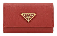 PRADA Leather Key Pouch Women's Red