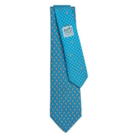 HERMES Silk Ties Men's Duck Blue/Orange
