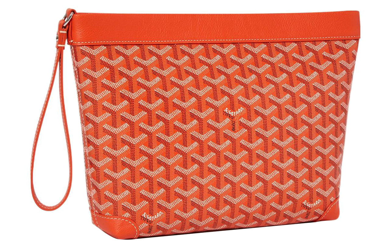 GOYARD Canvas With Calfskin Dog's Teeth Toiletry Bags Storage Bags Clutches Unisex Orange
