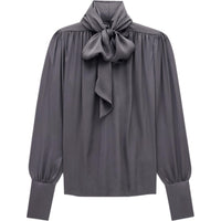 SAINT LAURENT Pussy Bow Gathered Blouse