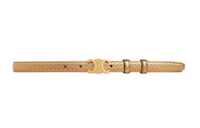 CELINE Logo Identification Leather Belts Women's Gold Width 1.8cm