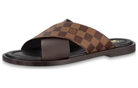 LOUIS VUITTON Odor-Resistant Slide Slippers Men's Brown