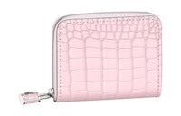 LOUIS VUITTON Zippy Matte Crocodile Leather Wallets Coin Purses Women's Rose Pink