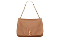 SAINT LAURENT Lambskin Handbag Shoulder Bag Large Size Women's Fox Brown