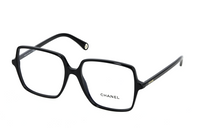 CHANEL Plate Frame Square Eyeglass Frames Unisex Black