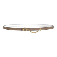 HERMES Gold Plated Leather Belts Women's Umber Width 1.3CM