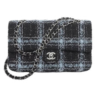 CHANEL Classic Flap CF Wool Tweed Shoulder Bag Crossbody Bag Women's Black/Light Blue/Gray
