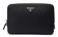 PRADA Saffiano Leather Clutch Men's Black