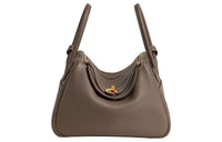 HERMES Lindy Clemence Leather Handbag Shoulder Bag Women's 18 Etoupe Elephant Gray