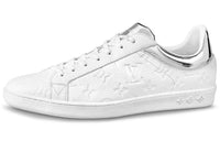 LOUIS VUITTON Luxembourg Monogram Low Top Stylish Skateboarding Shoes Men's White Silver Tail