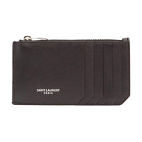SAINT LAURENT Leather Card Holder Men's Black