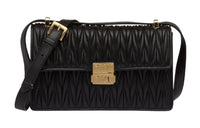 MIU MIU Matelassé Soft Sheep Leather Crossbody Bag Shoulder Bag Women's Black