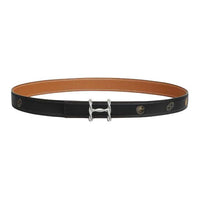 HERMES Calfskin Leather Belts Women's Black Width 2.4CM