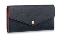 LOUIS VUITTON Sarah Soft Grain Cow Leather Wallet Regular Women's Deep Sea Blue