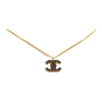CHANEL Pre-Owned 2002  Plated CC Crystal Pendant Costume Necklace