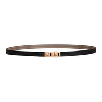 HERMES Calfskin Leather Belts Women's Black/Taupe Width 1.3CM
