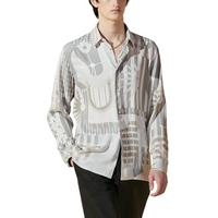 HERMES Shirts Men Gray White