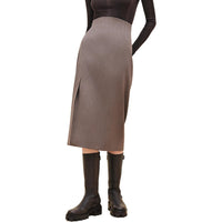 HERMES FW24 Casual Long Skirts Women's Chestnut Brown