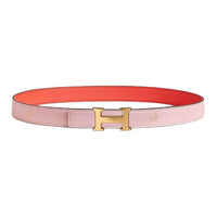 HERMES Calfskin Leather Belts Women's Pink/Orange Width 2.4CM