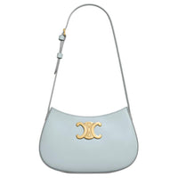 CELINE TILLY Shiny Cow Leather Shoulder Bag Medium Size Women's Ice Blue