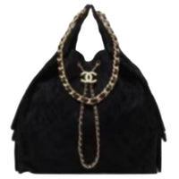CHANEL Leather Shoulder Bag Women's Black