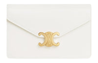 CELINE Calfskin Patchwork Leather Wallet Regular Women's White