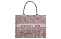 DIOR Embroidery Tote Bag, Shopping Bag, Handbag Medium Size Women's Gray/Pink