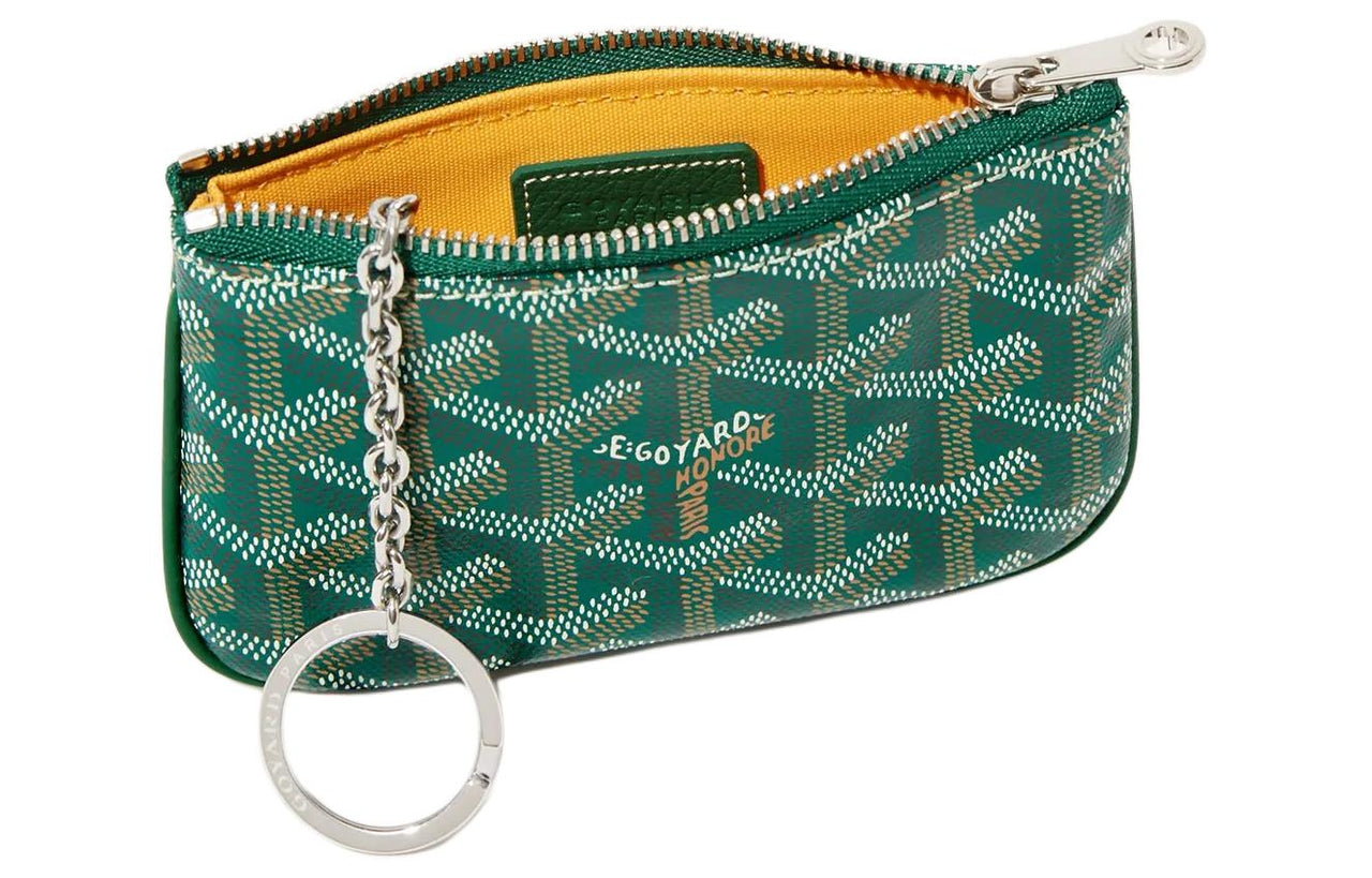 GOYARD Canvas With Calfskin Key Pouch Extra Mini Unisex Green