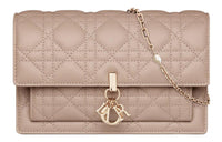 DIOR Lady Dior Sheepskin Handheld Shoulder Bag Crossbody Bag Women's Hazelnut Berry