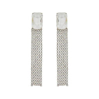 SAINT LAURENT Rhinestone Earrings Women's Silver