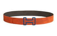 HERMES Tonight Double-Sided Smooth Buckle Belt Men's Orange/Brown Width: 3.8CM