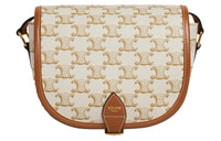 CELINE Cow Leather Messenger Bag, Saddle Bag, Handbag, Shoulder Bag, Crossbody Bag Medium Size Women's Candy/White