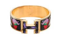 HERMES Gold-Plated Enamel Bangles Women's Gold/Black