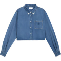 CELINE Cropped Shirt In Union Ocean Wash Denim