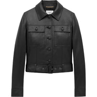 SAINT LAURENT Button Up Belted Cropped Jacket