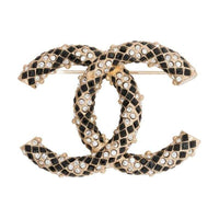 CHANEL Gold-Plated Metal Brooches Women's Gold/Black