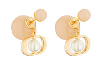 DIOR Metal Resin Pearl Earrings Women's Gold