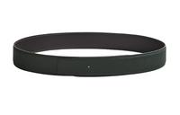 HERMES Box Calfskin Double-Sided Leather Belts Unisex Graphite/Deep Green Width 3.8cm Not Included With Buckle