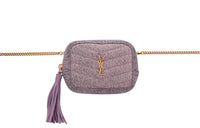 SAINT LAURENT LOU Cotton Cow Leather Camera Bag Fanny Pack Mini Women's Purple