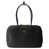 PRADA Calfskin Handbag, Shoulder Bag Tubas Unisex Black