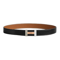 HERMES Metal Leather Belts Men's Black Width: 3.2CM