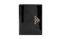 PRADA Patent Leather Calfskin Wallet Women's Black