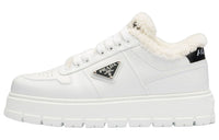 PRADA Leather And Shearling Sneakers 'White' Women's