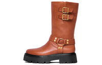 CELINE Bulky Mid Ankle Boots Women's Brown