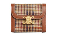 CELINE Triomphe Twill Velvet With Calfskin Trim Wallet Small Size Women's Multicolor