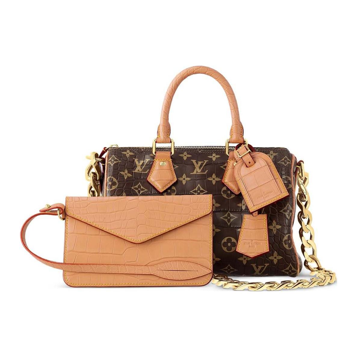 LOUIS VUITTON Speedy Crocodile Leather Shoulder Bag Crossbody Bag Handbag Men's Brown