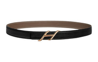 HERMES Leather Belts Women's Black Width 2.4CM