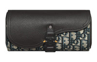DIOR Oblique Printed Fabric With Black Grained Cow Leather Storage Bag Men's Beige & Black