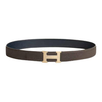 HERMES Calfskin Leather Belts Unisex Black/Light Gray Brown Width: 3.2cm
