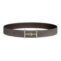 HERMES Calfskin Leather Belts Men's Green Width: 3.8CM